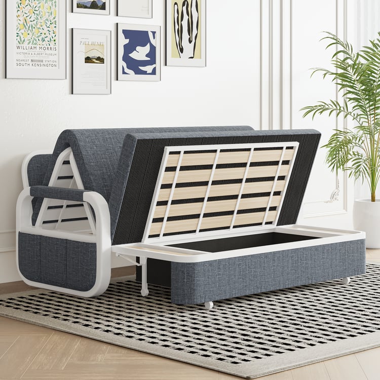 158 cm 2-seater convertible linen and cotton sofa bed in dark gray