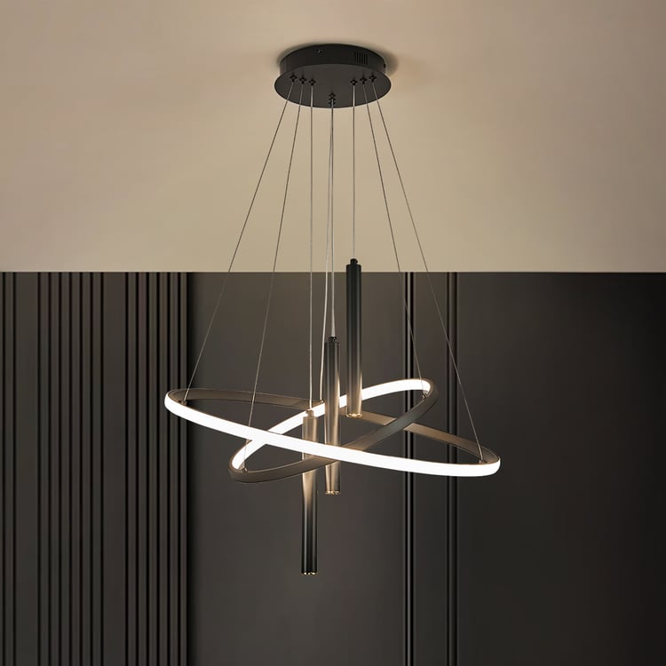 5-Light Chandelier LED Black Ovated with 3 Color Modes Remote Control