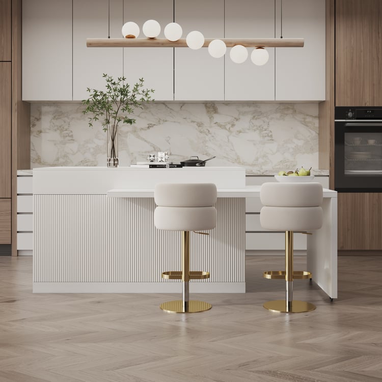 Îlot de cuisine moderne extensible en pierre frittée de 81 à 106 pouces avec portes et tiroirs