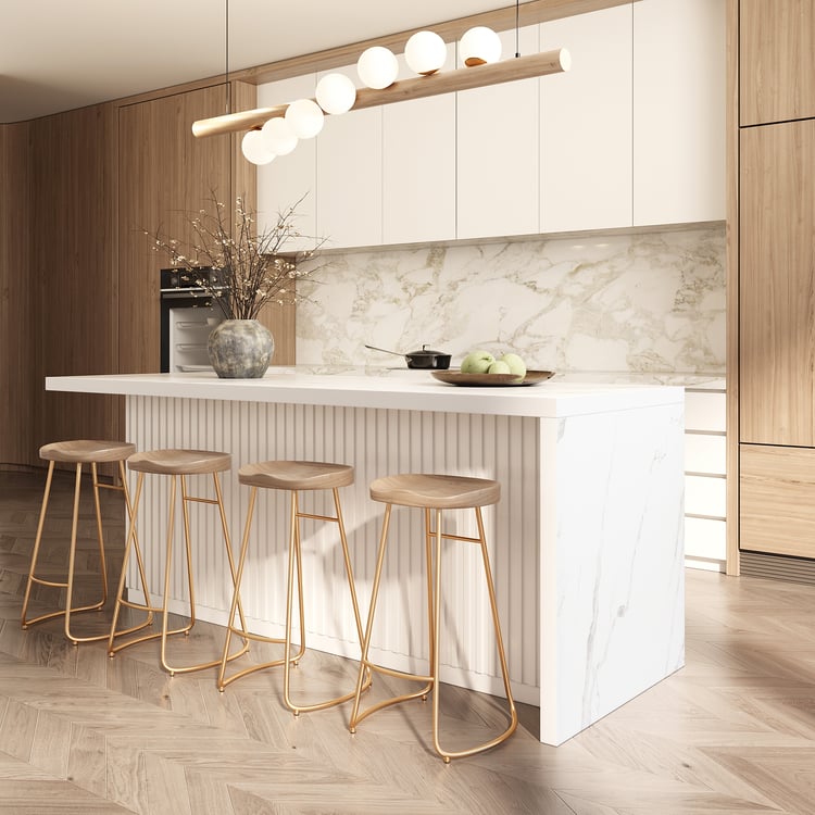 Isola cucina bianca 1830mm con contenitore, mobile da cucina, piano impiallacciato in marmo