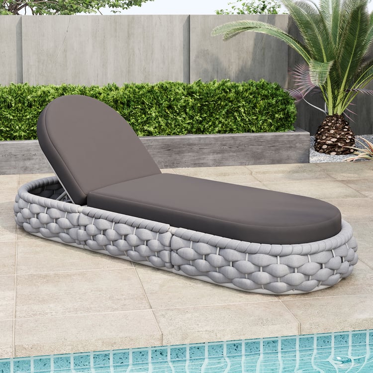 Woven Rope Outdoor Gray Adjustable Patio Chaise Lounge Set of 2