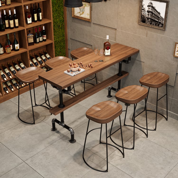70.9" Industrial Rectangular Pine Wood Bar Table