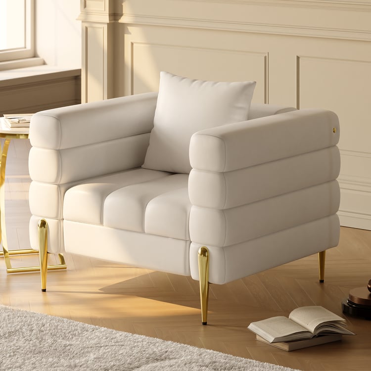 Fauteuil d'appoint rembourré en cuir Axial Performance avec finition dorée