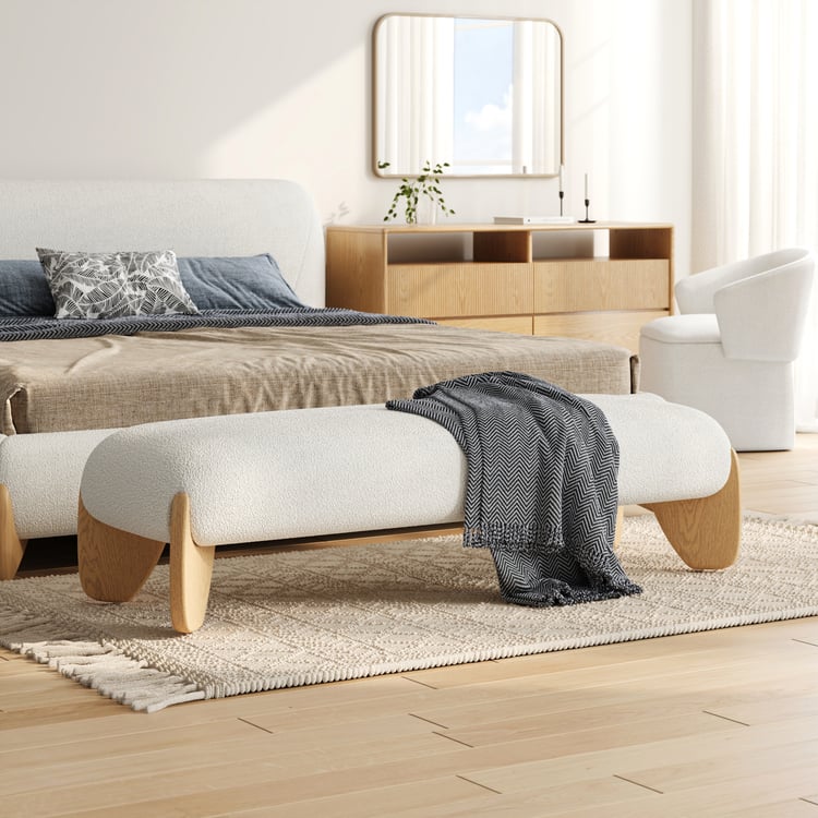 Curva Boucle Upholstered Bedroom Bench
