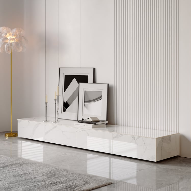 Meuble TV en pierre frittée 2000 mm avec 4 tiroirs