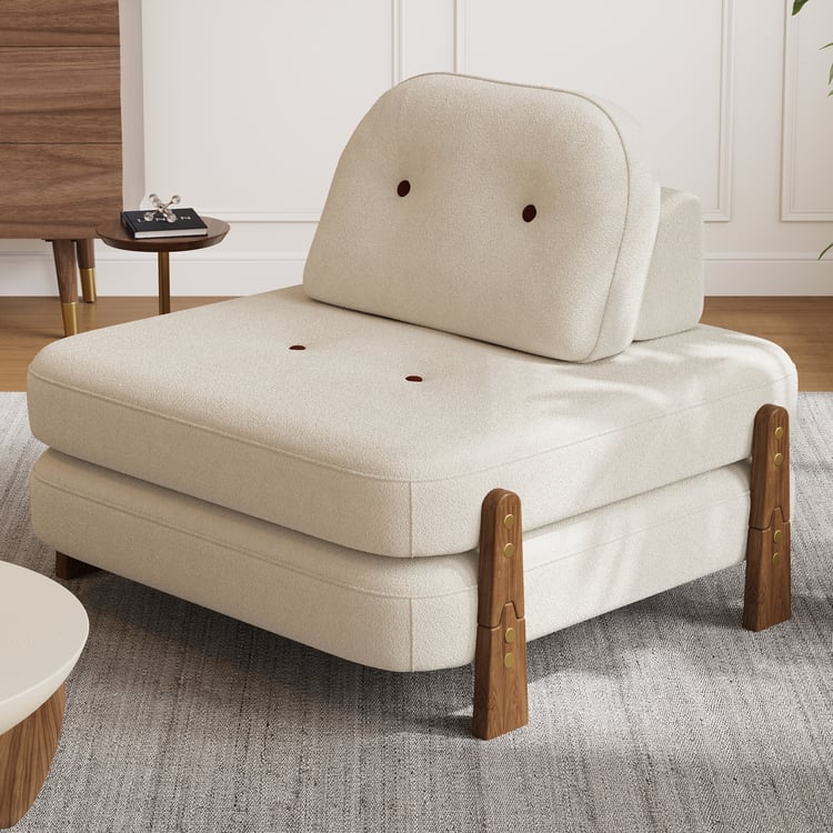 Poltrona futon modulare in velluto beige