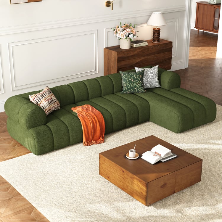 Nimbus 118" 3-Piece Channel Chenille Velvet Sectional Sofa with Chaise