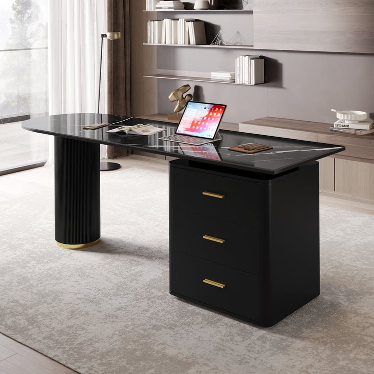 Modern Sintered Stone Top Office Writing Desk with 3-Drawer(71")