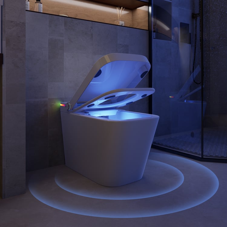 Toilette intelligente allongée automatique monobloc avec réservoir intégré et aromathérapie