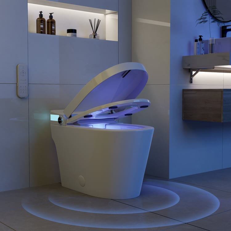 WC douche moderne avec siège blanc