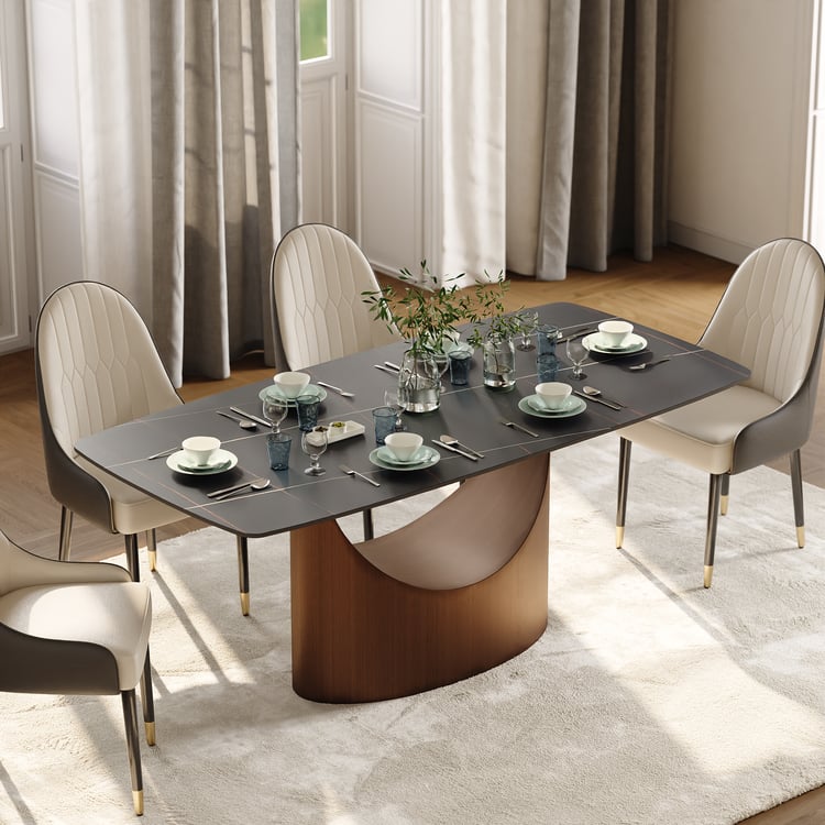 Halven 71" Modern Sintered Stone Dining Table with Stainless Base Seats 6-8 People