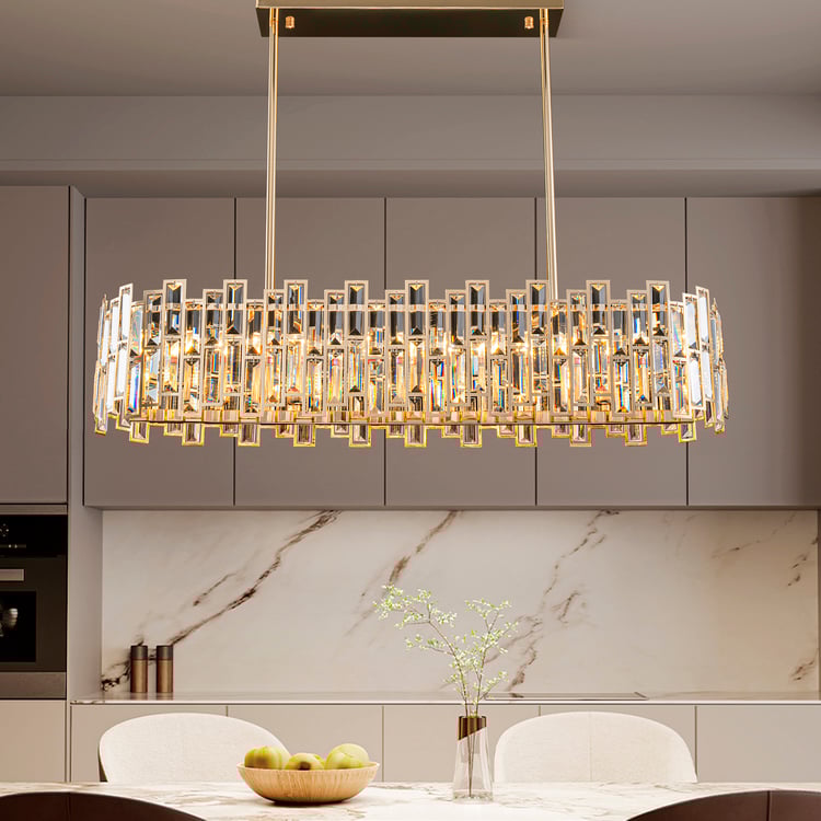 970 mm moderní stropní svítidla Crystal Glod s nastavitelnou výškou a jasem