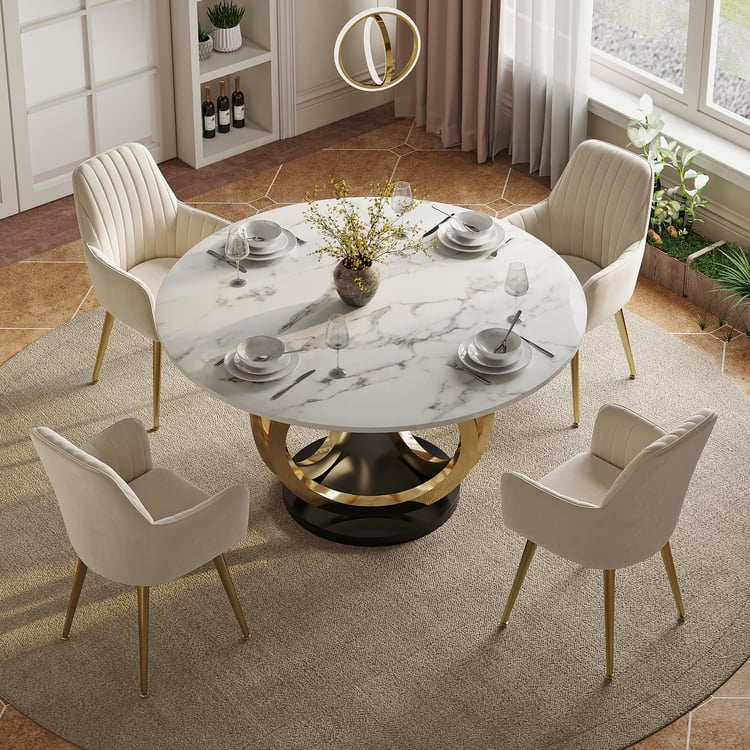 Modern 135 cm Round Sintered Stone Dining Table, Seats 4