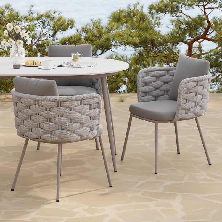 Moderner Grau Gartenstuhl(Set,2er) Sessel aus Aluminium & Rattan