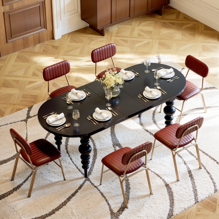 Table de salle à manger antique noire de 1700 mm à 2000 mm, table ovale extensible pour 4 à 8 personnes, jambe tournée