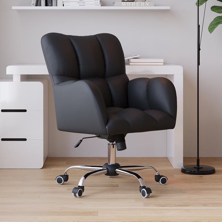 Modern Black Faux Leather Office Chair - Swivel & Height Adjustable Task Chair