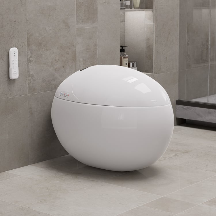 Oluxe G1 Egg-Shaped Smart Bidet Toilet with Multi-Function Wand White 1.28GPF