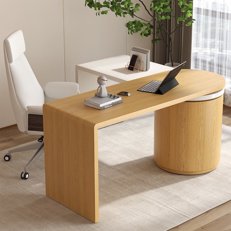 Modern Rotating L Shaped Executive Desk with Cabinet & 2 Drawers (1520mm)
