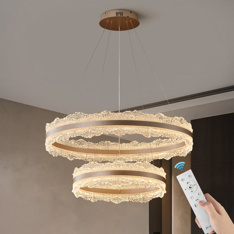 Lustre en cristal acrylique moderne de 800 mm avec trois températures de couleur et télécommande