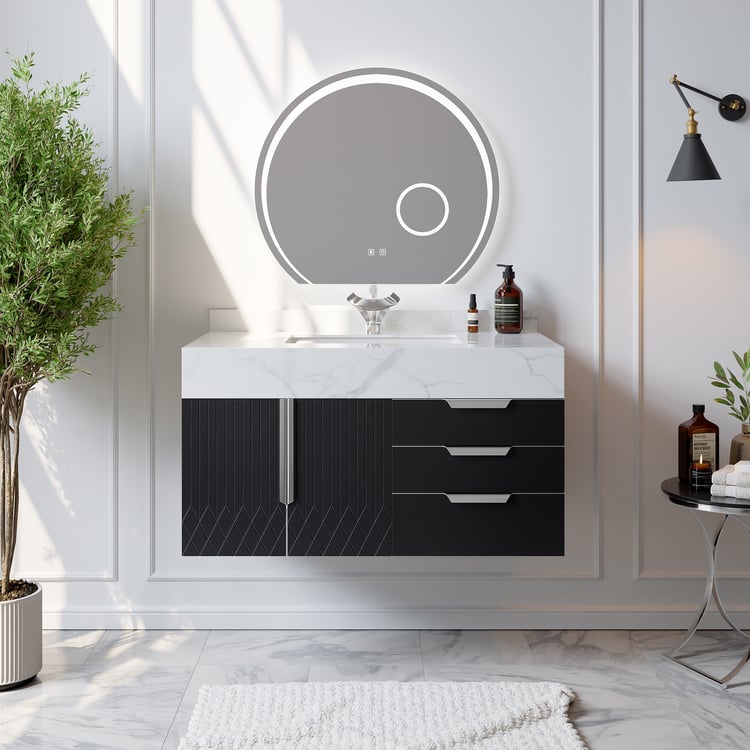 Aro 900 mm černé nástěnné koupelnové toaletní zásuvky z umělého mramoru