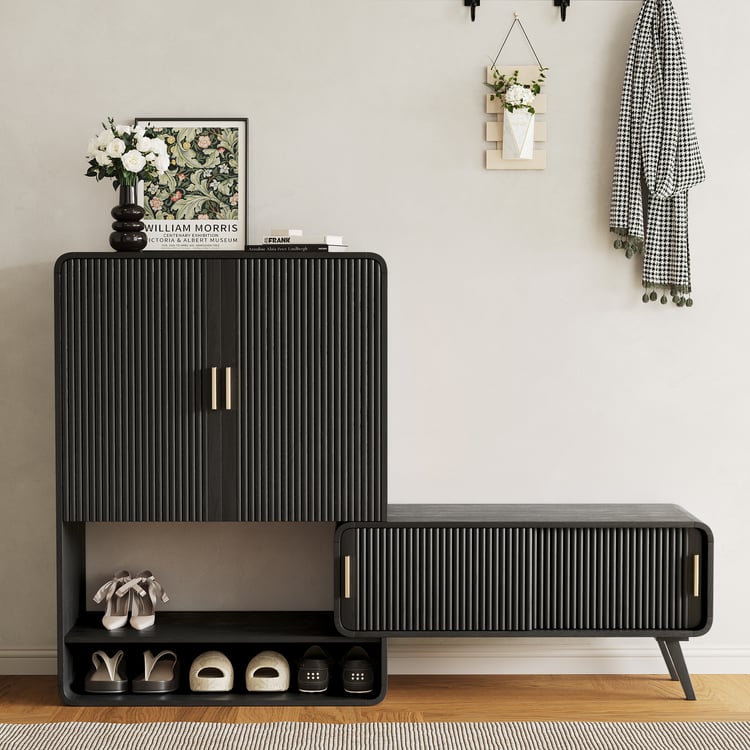 Essenhouten fineer schoenenopslag, gecanneleerde entreekast