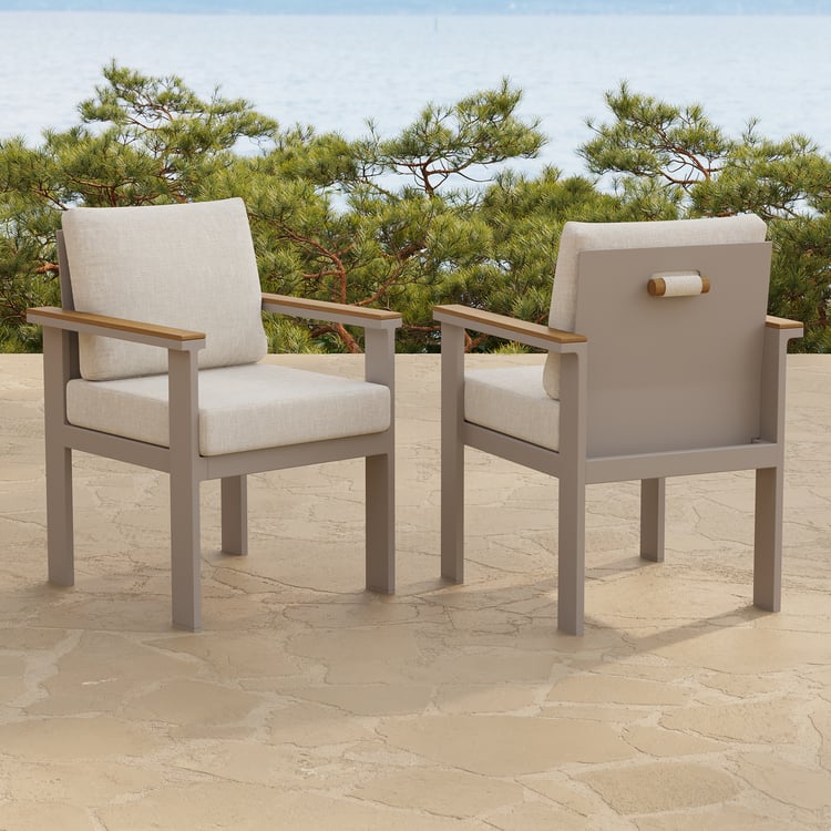 Axis 2 PCS Teak & Aluminum Outdoor Dining Chair with Cushion