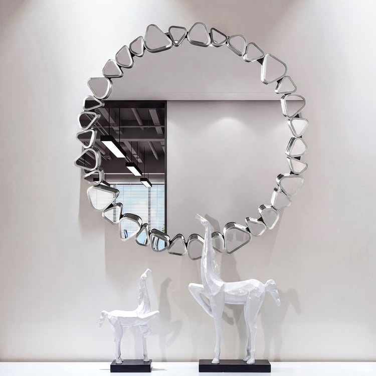 600mm Modern Silver Wall Mirror – Decorative Round Statement Mirror