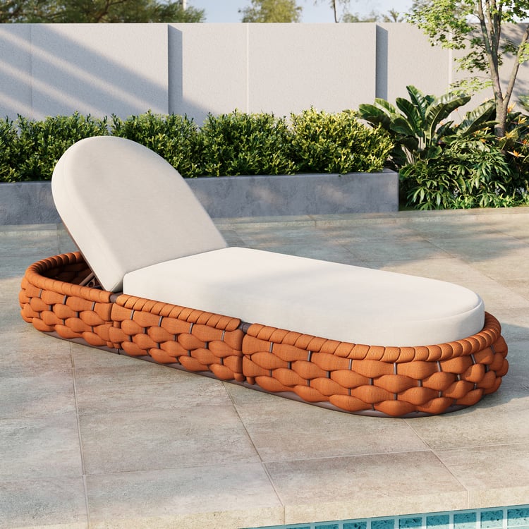 Woven Rope Outdoor Orange Adjustable Patio Chaise Lounge Cocaro