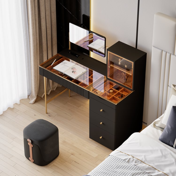 Ensemble de maquillage Chanor, coiffeuse à miroir avec rangement pour bijoux, armoire et tabouret