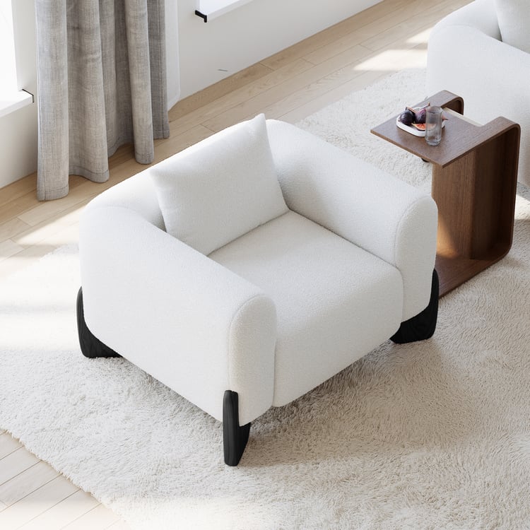 Fauteuil d'appoint Curva Boucle avec structure en bois