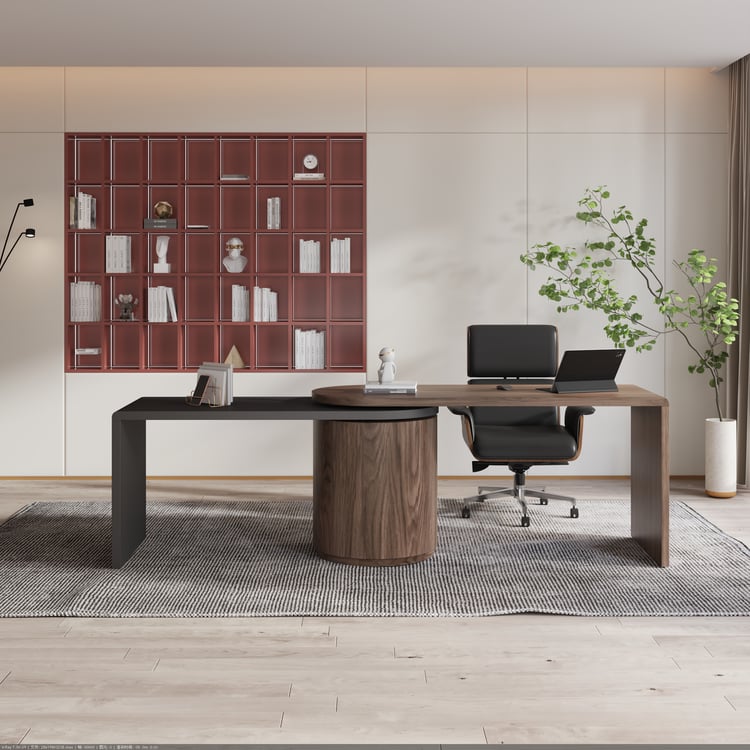 L shaped desk with drawers, 59.8 inch modern swivel executive office desk