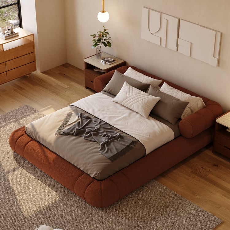 Queen Size Boucle Upholstered Cloud Floor Bed Frame