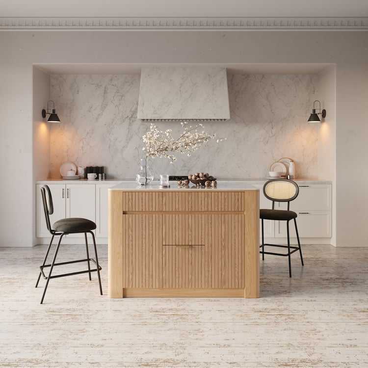 51" Sintered Stone Top Solid Wood Kitchen Island with Storage