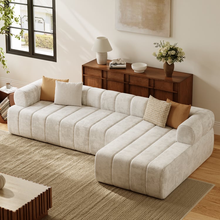 Nimbus 118 inch 3-delige gecapitonneerde fluwelen hoekbank met chaise longue