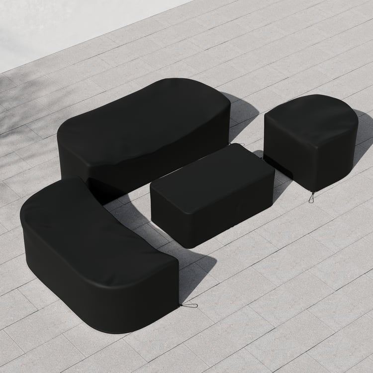 600D Tough Canvas Waterproof Outdoor Patio Furniture Set Covers in Black