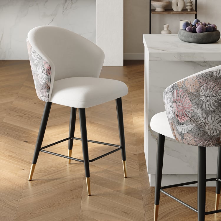 Arcora White Velvet Counter Stool with Upholstered, 1 Piece