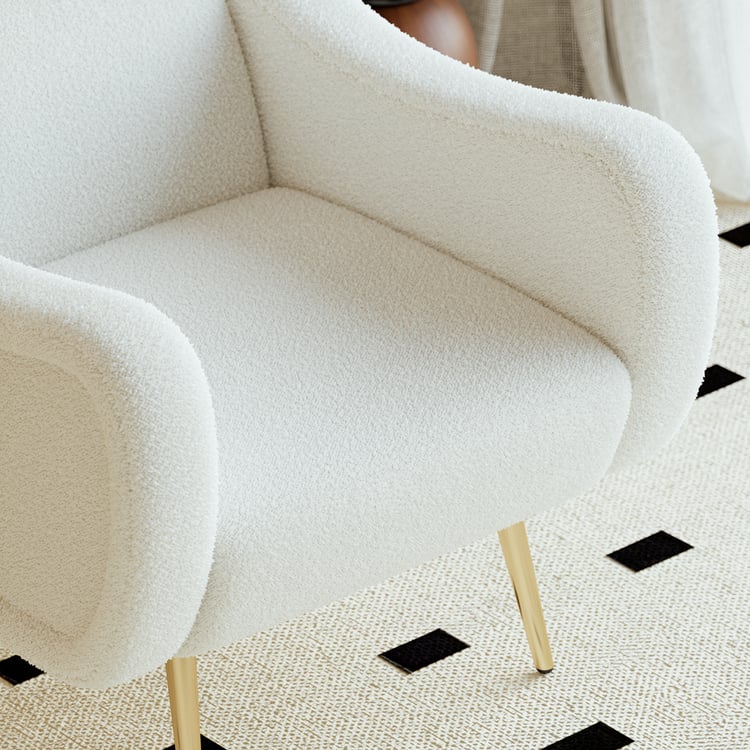 Scandinavische Fauteuil Met Voetenbank, Relaxfauteuil, Geverfd Fleece Gestoffeerd Met Gouden Poten Tv Stoel Leesstoel Voor Slaapkamer Woonkamer Wit Scandinavische Fauteuil Met Voetenbank, Relaxfauteuil, Geverfd Fleece Gestoffeerd Met Gouden Poten Tv Stoel Leesstoel Voor Slaapkamer Woonkamer Wit