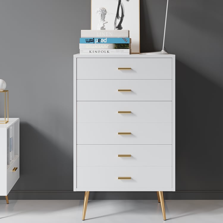 Narre Modern Wood Dresser with 4 Drawers in White Storage Chest for  BedroomHomary