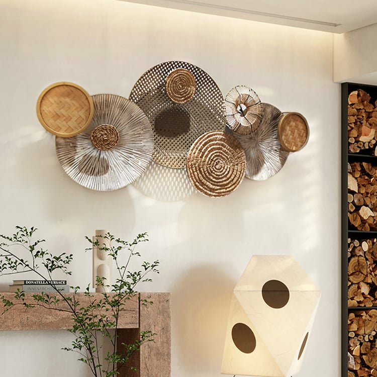 Suspension Murale En Raphia Tressé - Couronne Bohème 40 Cm - Décoration Naturelle Pour Salon, Chambre