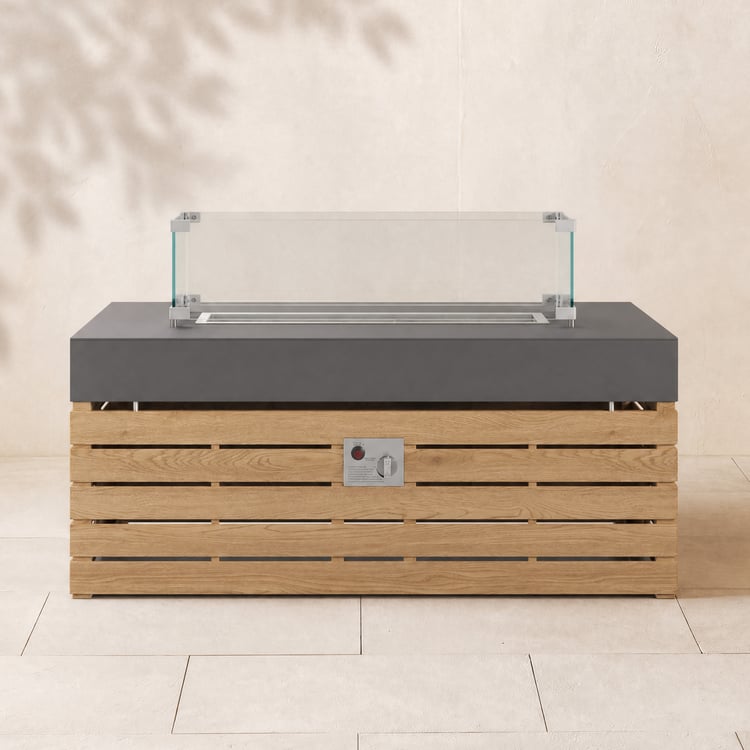 Mesa de Lareira Retangular de Exterior Tevara a Propano sem Fumo de 100 cm em Cinzento