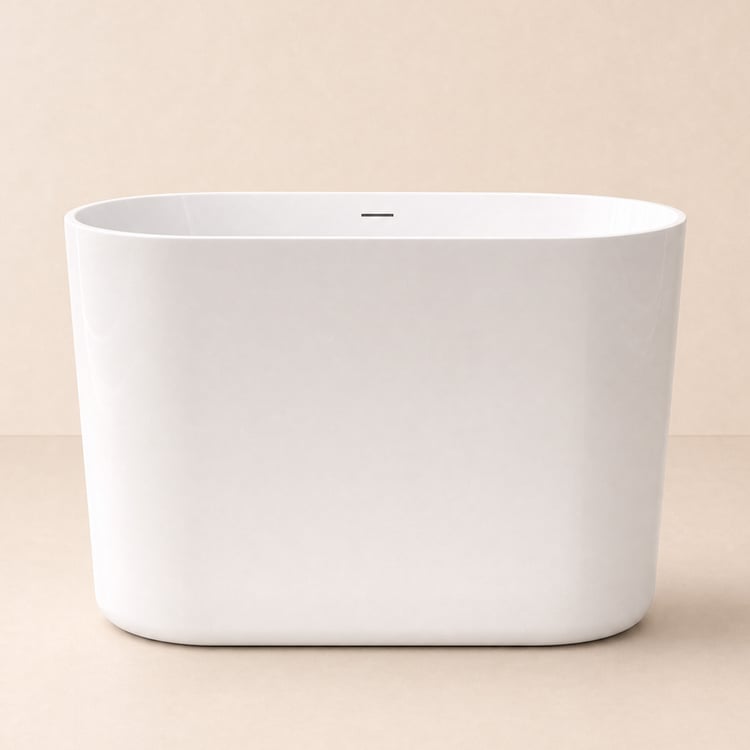 39" Compact Deep Oval Acrylic Whirlpool Bathtub with Massage Jets & Thermostatic Control