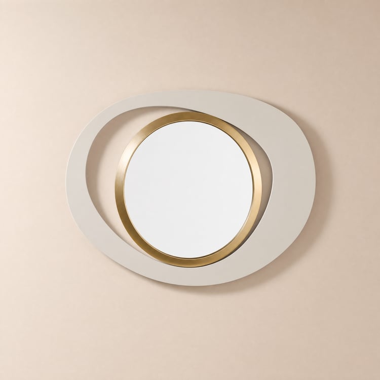 Modern White & Gold Abstract Geometry Wall Mirror Decor Living Room Bedroom