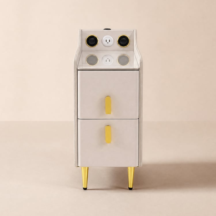 Mesa lateral estreita multifuncional moderna, alto-falante de mesa sinterizada de pedra sinterizada e porta USB