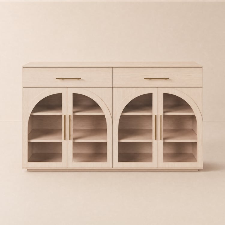 Arune 160 cm Natural Wood Sideboard with Storage & LED Lights