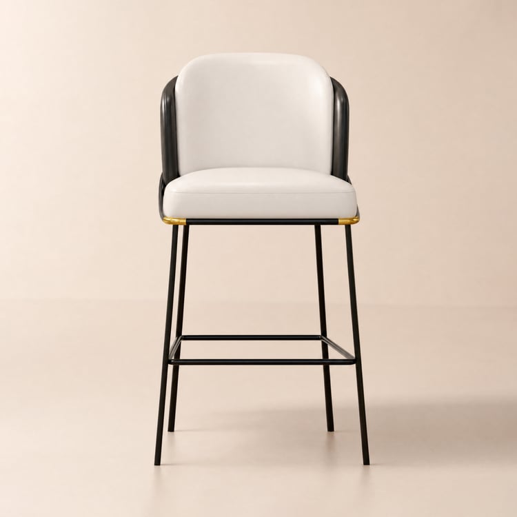 Modern PU Leather Bar Stool Black with Back & Footrest