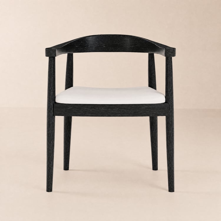 Silla de comedor Acurv con reposabrazo y tapizado de piel sintética negro, 1 unidad