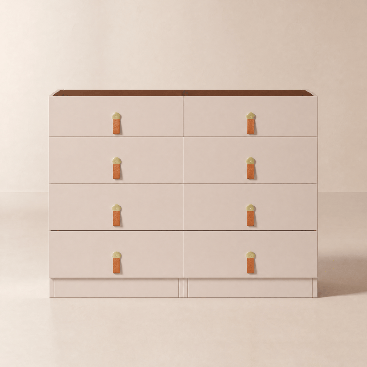 Îlot coiffeuse rétractable Chanor pour dressing avec plateau en verre ivoire