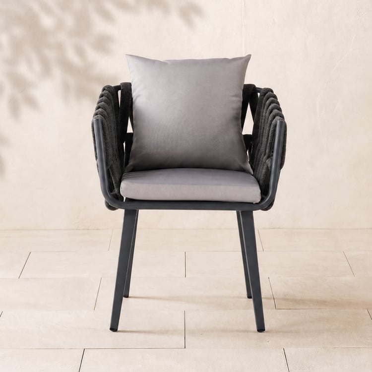 Aluminium and Rope Garden Chairs in Grey, Set of 2