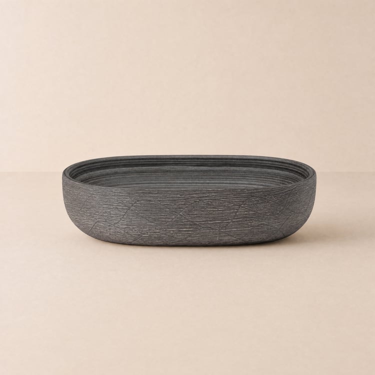 23" Grey Oval Ceramic Bathroom Sink – Matte Glazed Vessel Sink