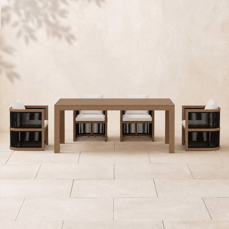 7-Piece Outdoor Rope Weave Dining Set with 6 Chairs